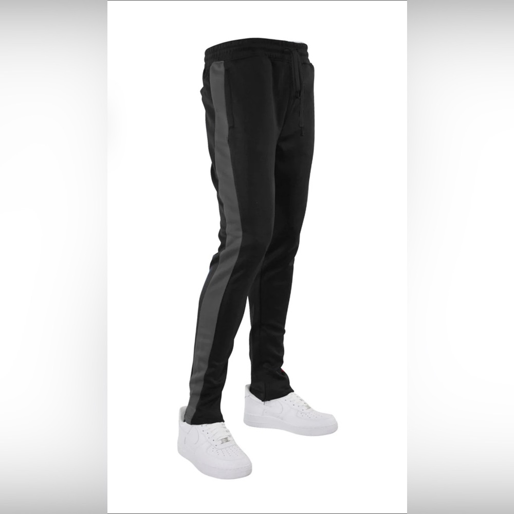Charcoal Side Striped Tricot Track Pants
